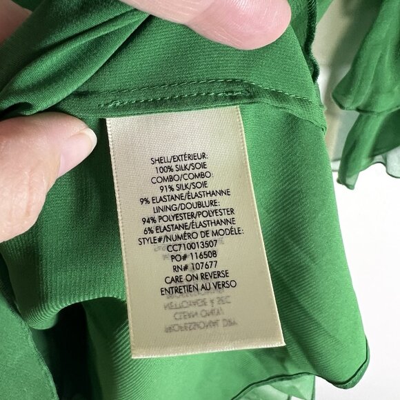 Alice + Olivia Flouncy Silk Chiffon‎ Tunic Dress Green Women’s Size 2 Designer - Picture 5 of 9